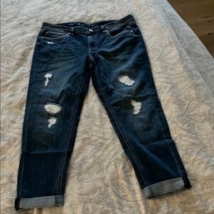 White House Black Market girlfriend Blue Jeans with Distressed Style
